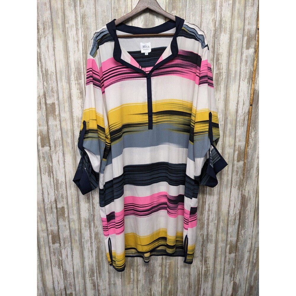 Misa Los Angeles Womens Shirt Dress Cover-up 1X Colorful Resort Vacation
